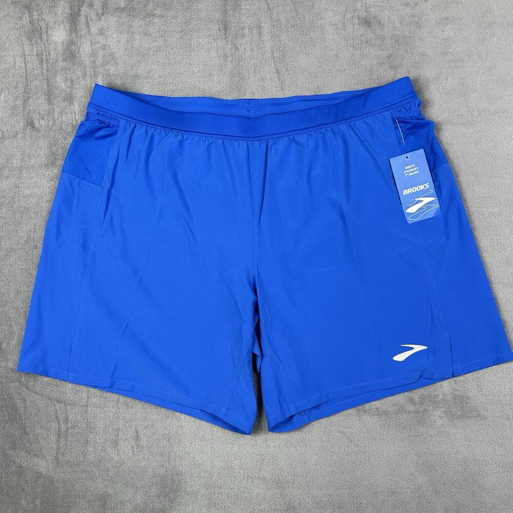 NWT Brooks Journey 7" Running Shorts Men's XL Neo Blue Lined Athletic Gym Track